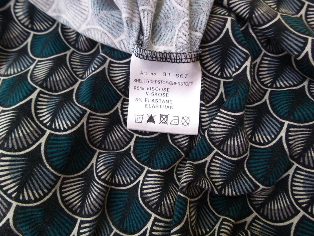 Size S Color Turkusowy Dekolt U Sukienka Mini Rękaw 3/4 Krótka Fabric Wiskoza