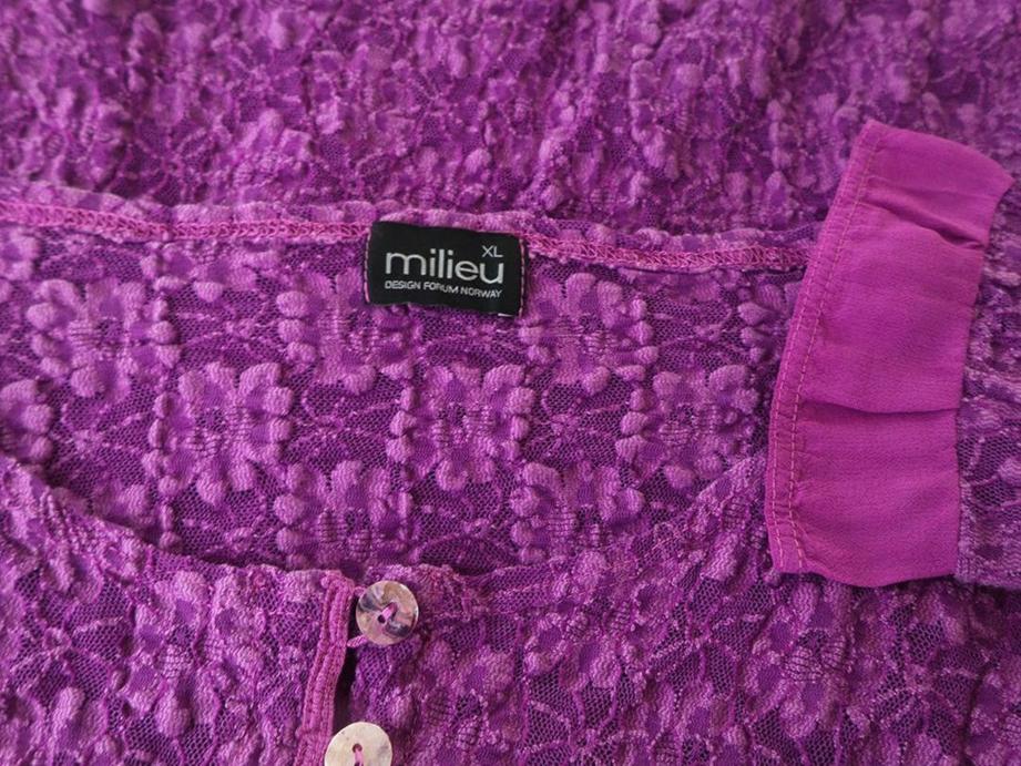 Milieu Size XL Color Purpurowy W łódkę Kardigan Zapinany Długi rękaw Fabric Bawełna Cienka dzianina