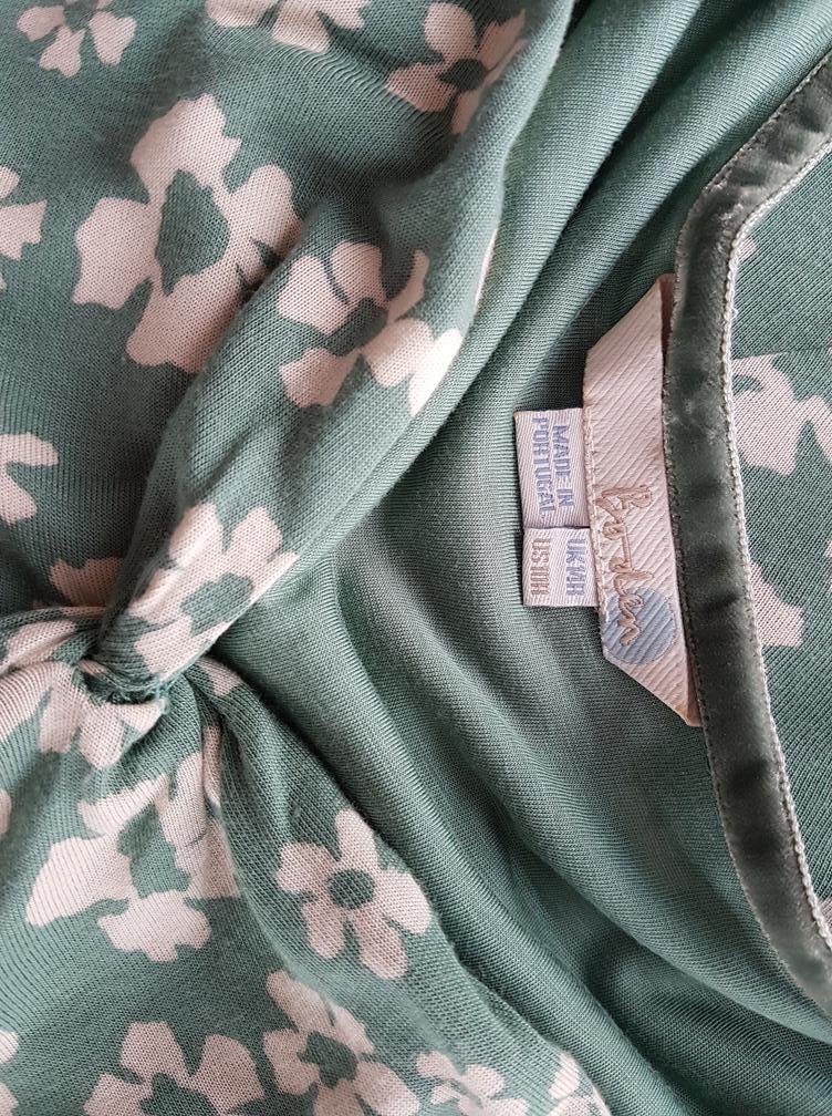 Boden Size 10 (38) Color Zielony W serek Sukienka Trapezowa Krótki rękaw Midi Fabric Wiskoza 100%