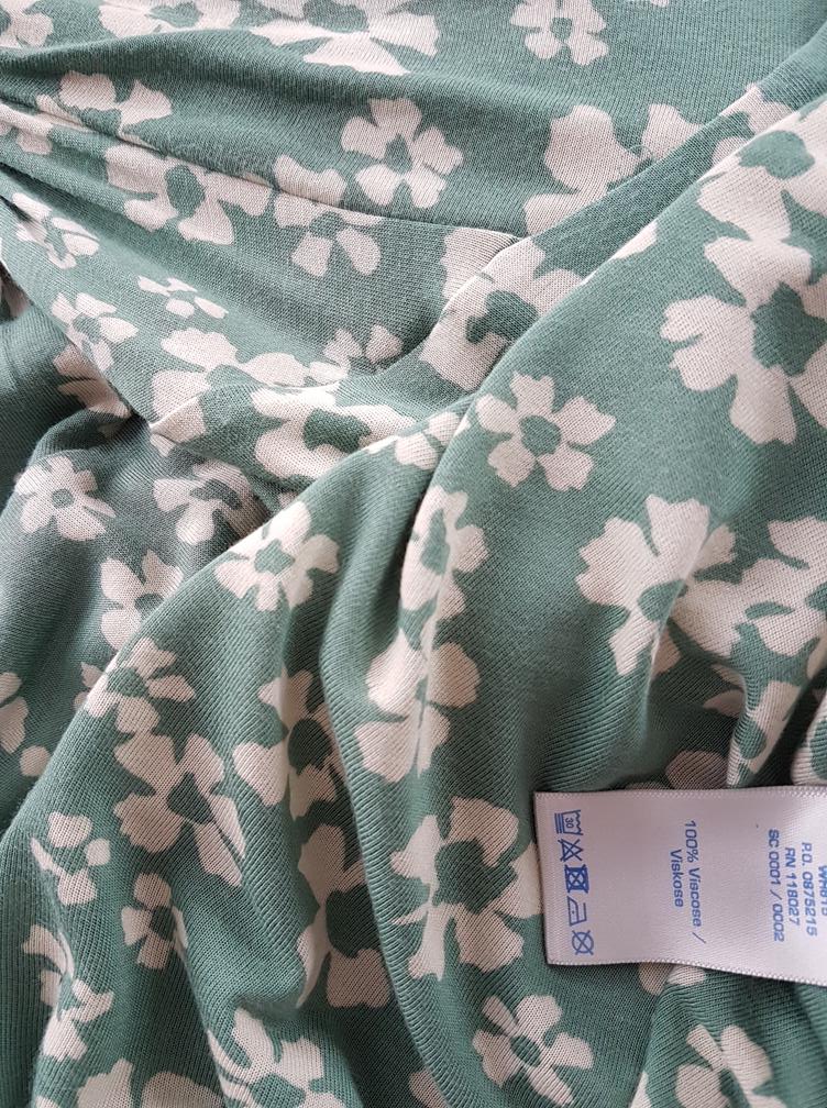 Boden Size 10 (38) Color Zielony W serek Sukienka Trapezowa Krótki rękaw Midi Fabric Wiskoza 100%