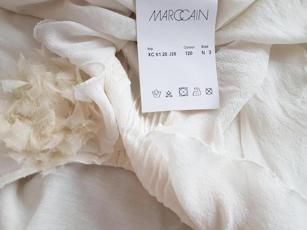 Marc Cain Size 3 Color Kremowy Okrągły dekolt Bluzka Bezrękawnik Fabric Bawełna