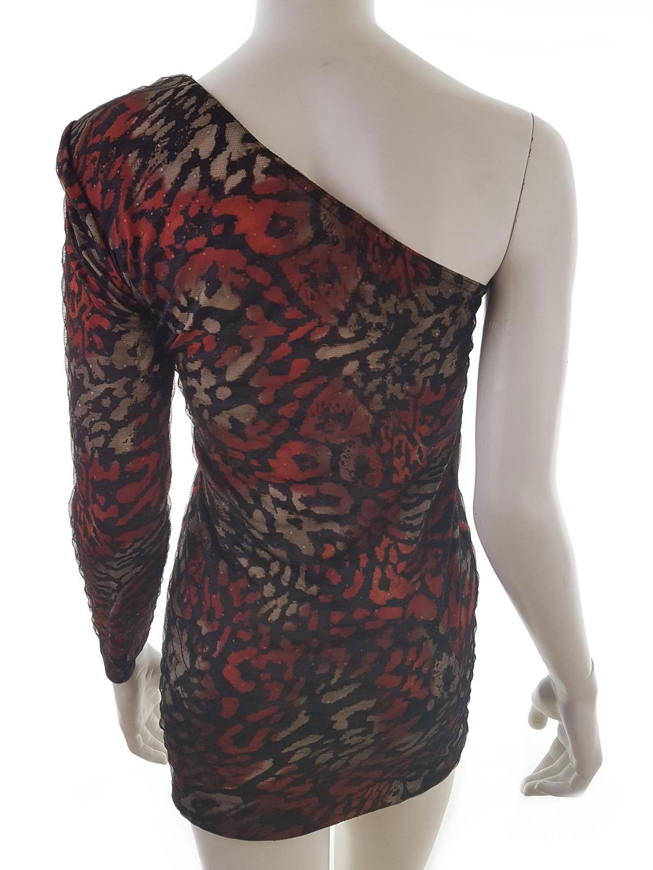 Zack London Size M/L Color Czarny Na Jedno Ramię Sukienka Bodycon Długi rękaw Krótka