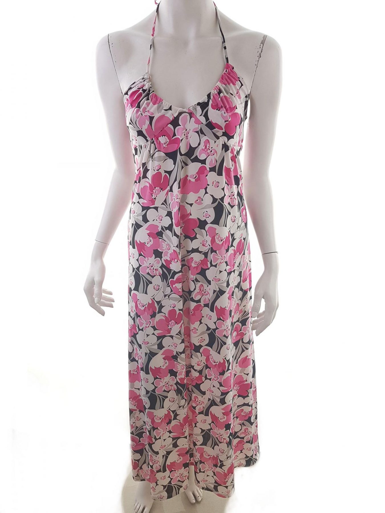 Alyn Paige New York Size S Color Różowy Halter Sukienka Maxi Bezrękawnik Długa