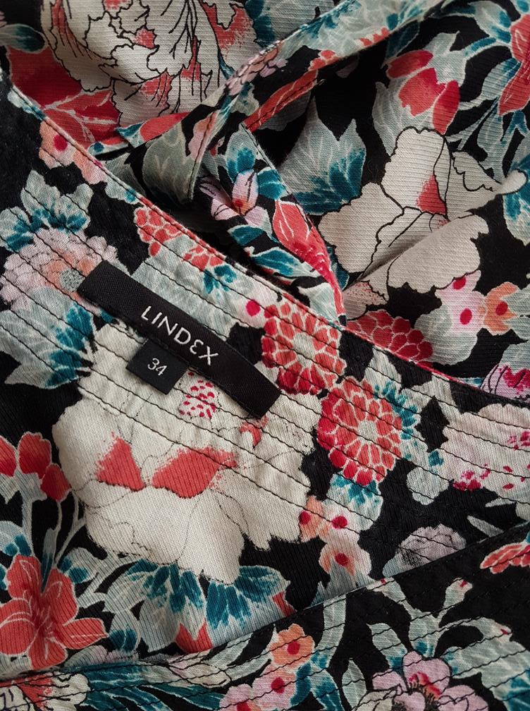 Lindex Size 34 Color Czarny W serek Sukienka Mini Rękaw 3/4 Krótka Fabric Bawełna 100%