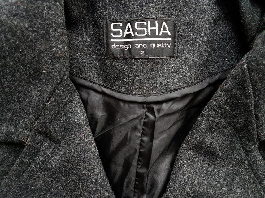 Sasha Size 12 (40) Color Szary Płaszcz Długi rękaw Fabric Wełna