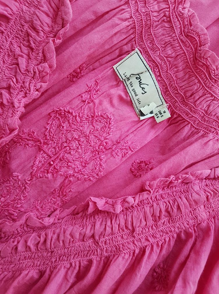 Joules Size S Color Różowy W serek Sukienka Letnia Krótki rękaw Midi Fabric Bawełna 100%