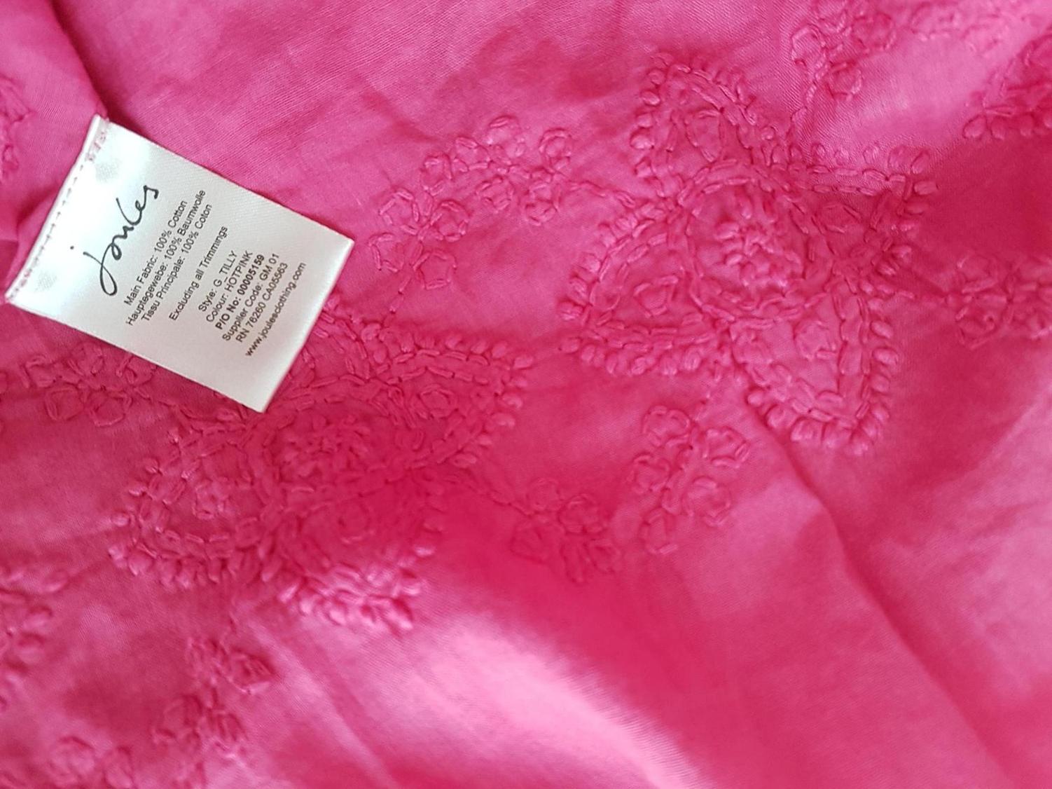 Joules Size S Color Różowy W serek Sukienka Letnia Krótki rękaw Midi Fabric Bawełna 100%