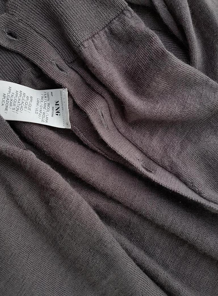 Mango Size M Color Brązowy Okrągły dekolt Kardigan Zapinany Długi rękaw Fabric Wełna 100% Cienka dzianina