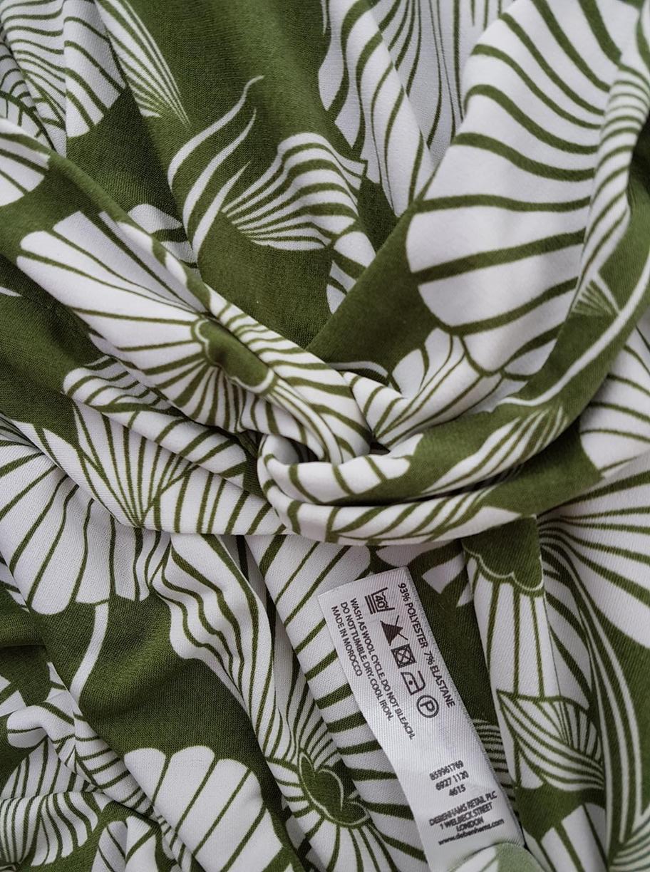 Rocha. John Rocha Size 10 (38) Color Zielony W serek Sukienka Letnia Rękaw 3/4 Midi