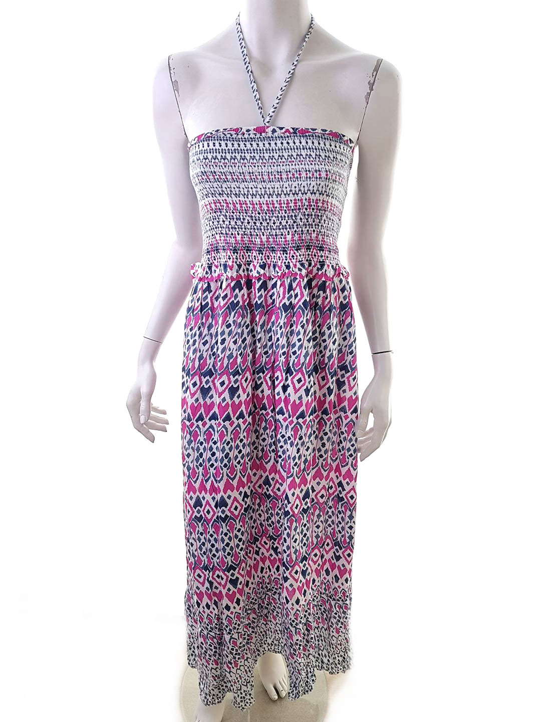 Monsoon Size L Color Niebieski Halter Sukienka Maxi Bezrękawnik Długa Fabric Modal 100%