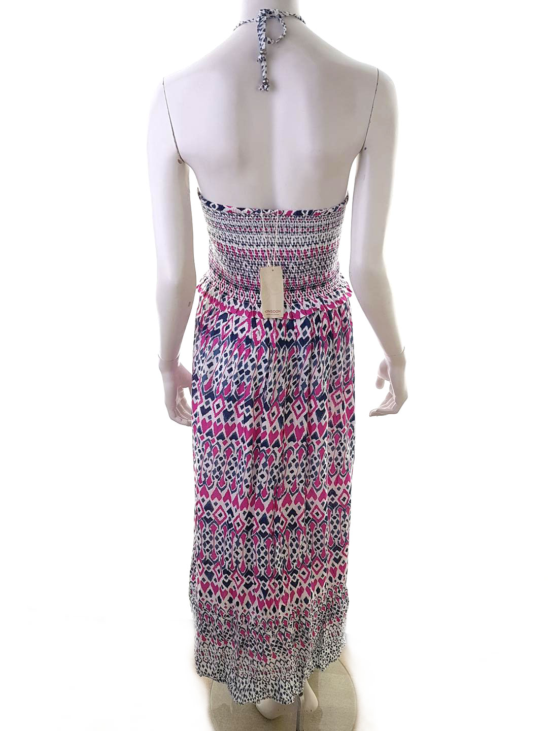 Monsoon Size L Color Niebieski Halter Sukienka Maxi Bezrękawnik Długa Fabric Modal 100%