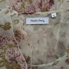 Hunkydory Size S Color Beżowy Okrągły dekolt Sukienka Prosta Długi rękaw Do Kolan Fabric Jedwab 100%