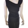 Sisley Size S Color Czarny Drapowany dekolt Sukienka Bodycon Bezrękawnik Midi