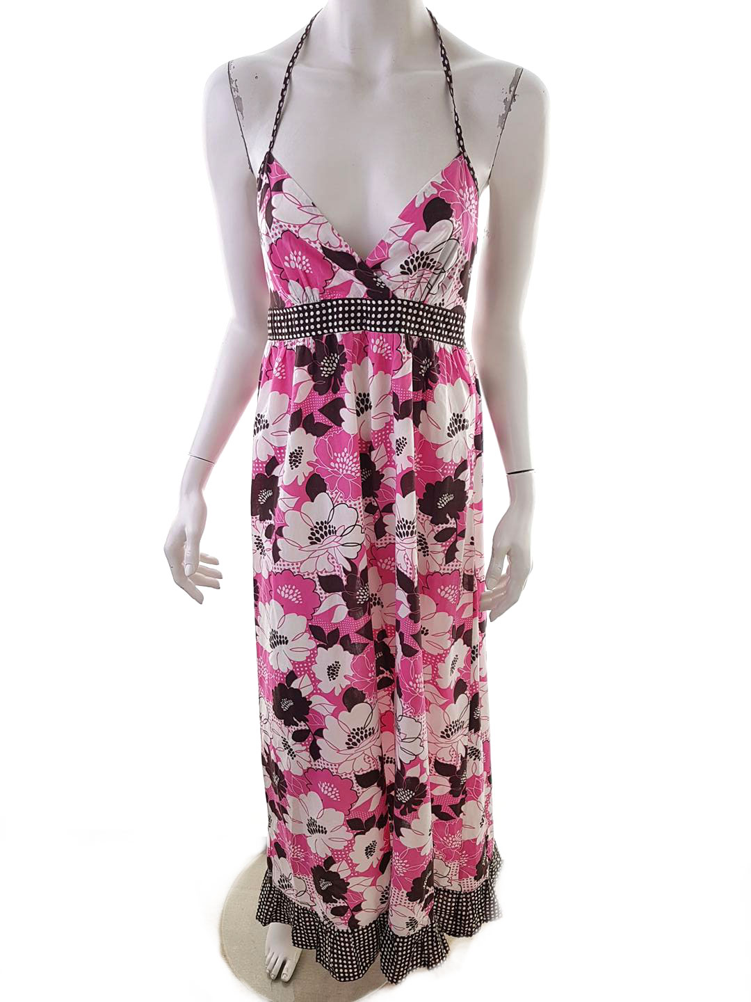 Next Size 38 Color Różowy Halter Sukienka Maxi Bezrękawnik Długa Fabric Bawełna 100%