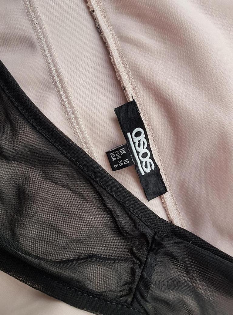 ASOS Size 38 Color Czarny Na Jedno Ramię Sukienka Bodycon Bezrękawnik Krótka