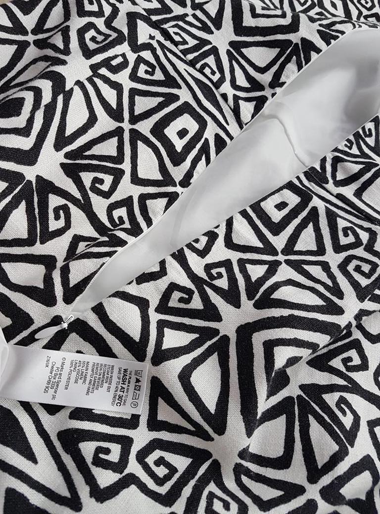 Size 8 (36) Color Czarny Okrągły dekolt Sukienka Ołówkowa Bezrękawnik Midi Fabric Len