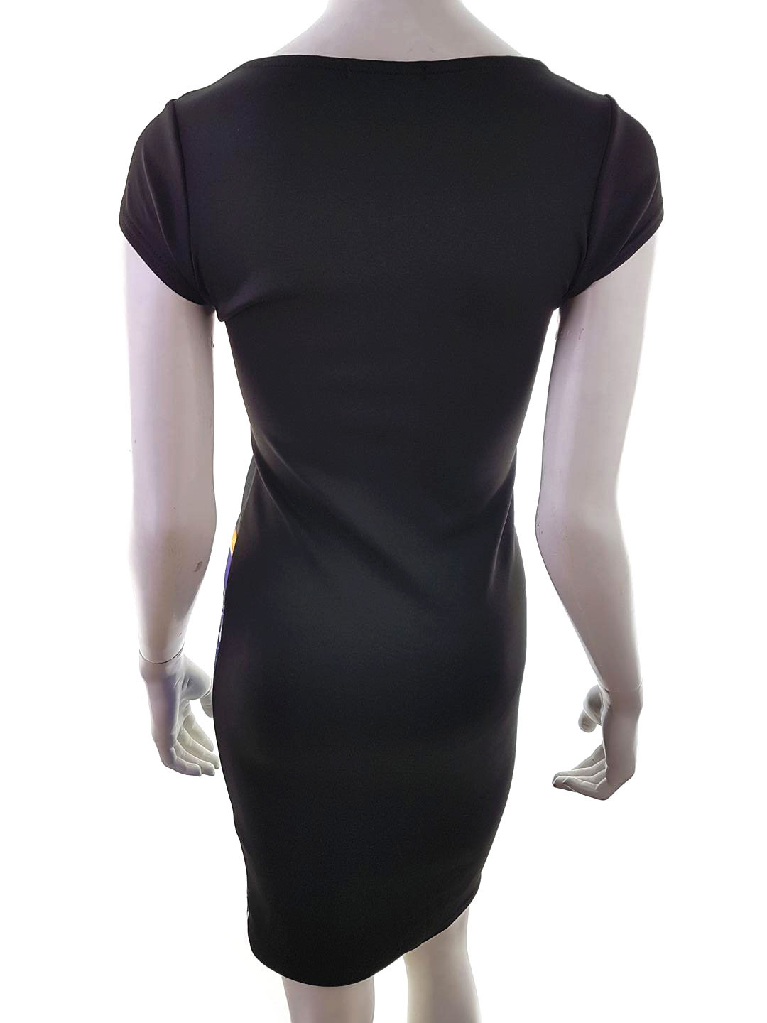 Signature Size 10 (38) Color Czarny Okrągły dekolt Sukienka Bodycon Krótki rękaw Do Kolan