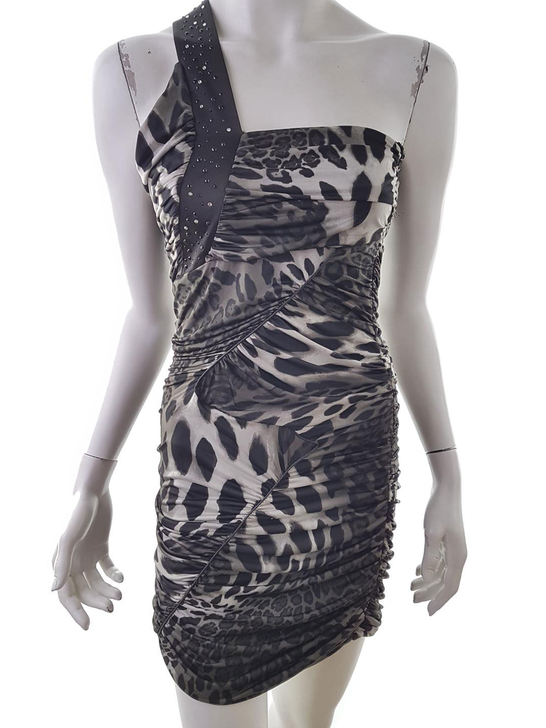 River island Size 36 Color Brązowy Na Jedno Ramię Sukienka Bodycon Bezrękawnik Do Kolan