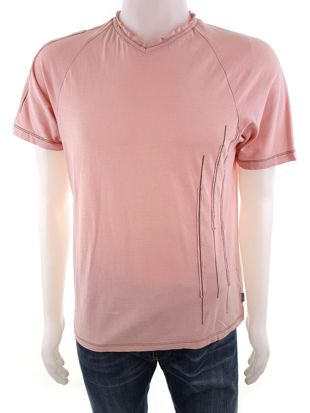 Ted Baker London Size 3 Color Różowy Kołnierz Męski T-Shirt Krótki rękaw Fabric Bawełna 100%