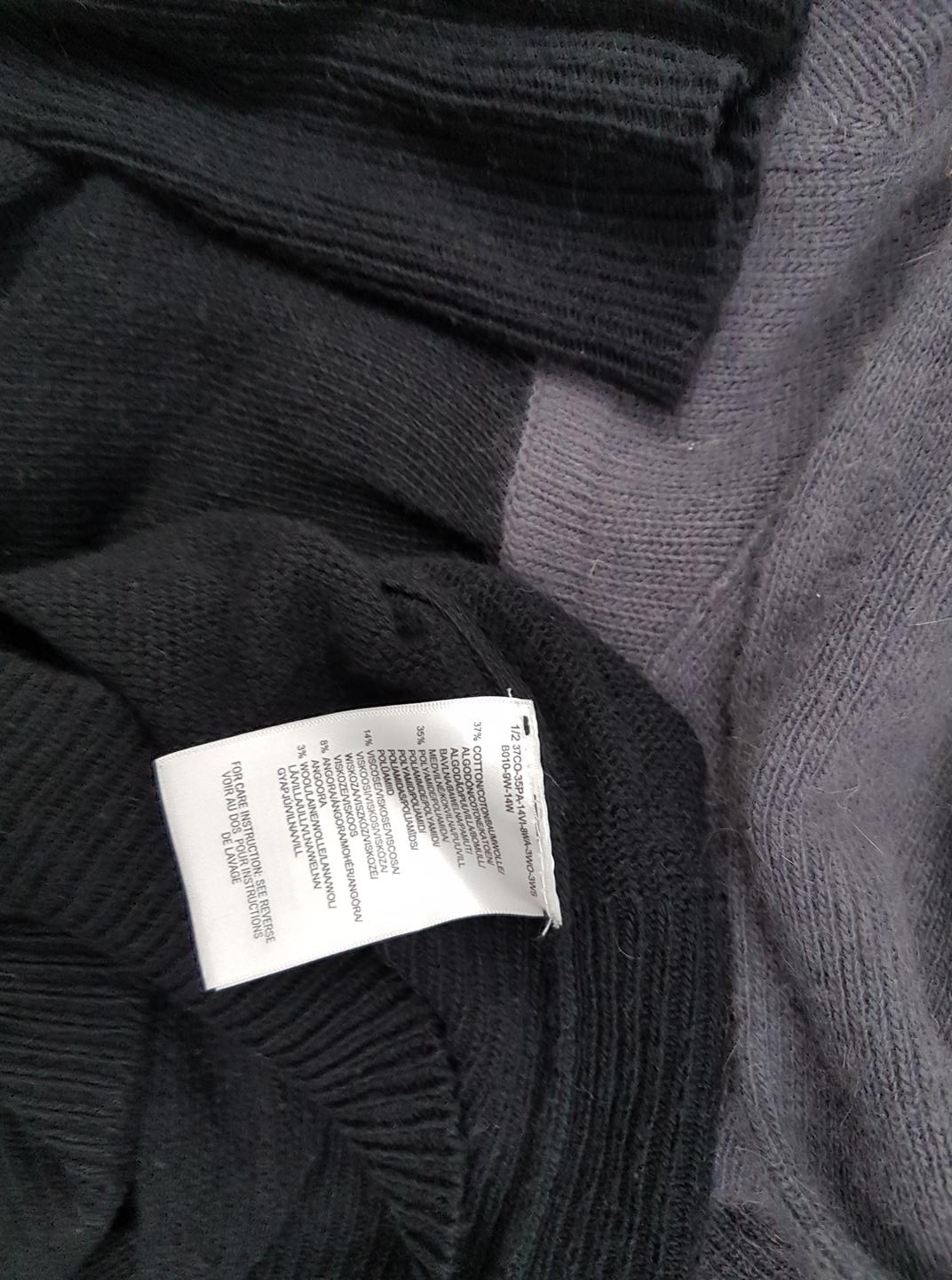 Mexx Size M Color Czarny Drapowany dekolt Sukienka Sweterkowa Długi rękaw Do Kolan Fabric Bawełna