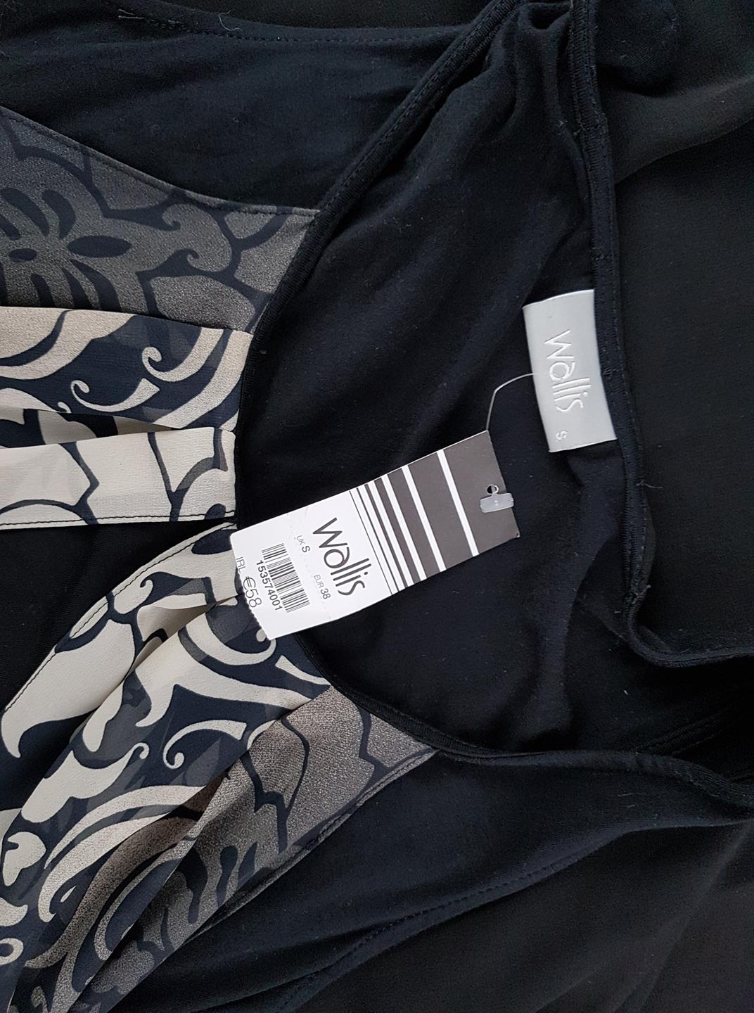 Wallis Size S Color Czarny Dekolt U Sukienka Prosta Bezrękawnik Do Kolan Fabric Wiskoza