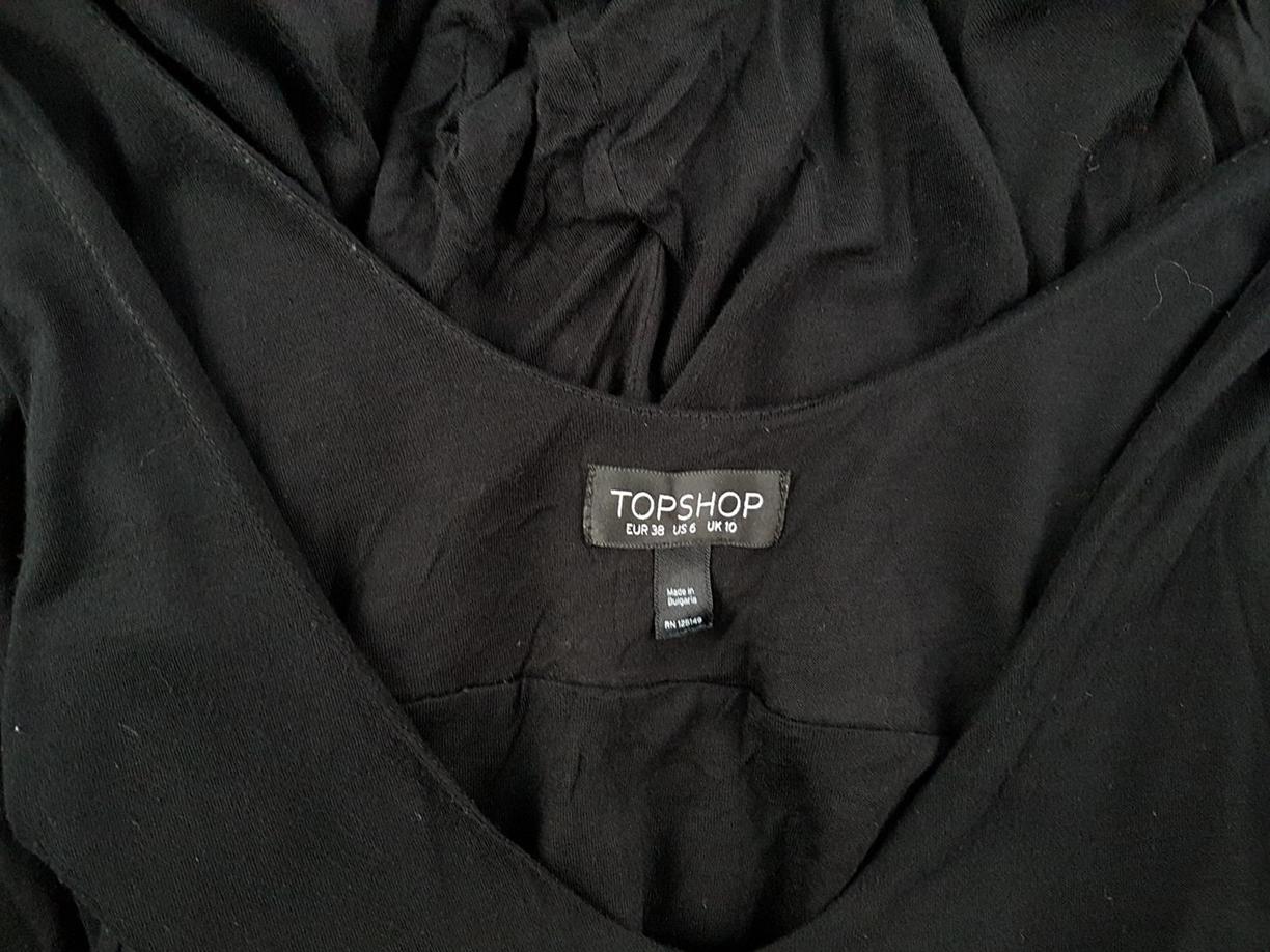 Topshop Size 38 Color Czarny Dekolt U Sukienka Mini Bezrękawnik Krótka Fabric Wiskoza 100%