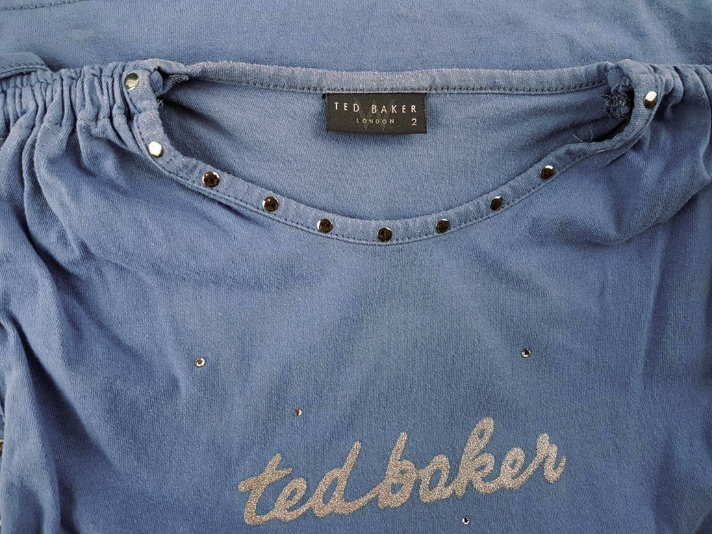 Ted Baker London Size 2 Color Niebieski Okrągły dekolt Bluzka Bezrękawnik Fabric Bawełna 100%