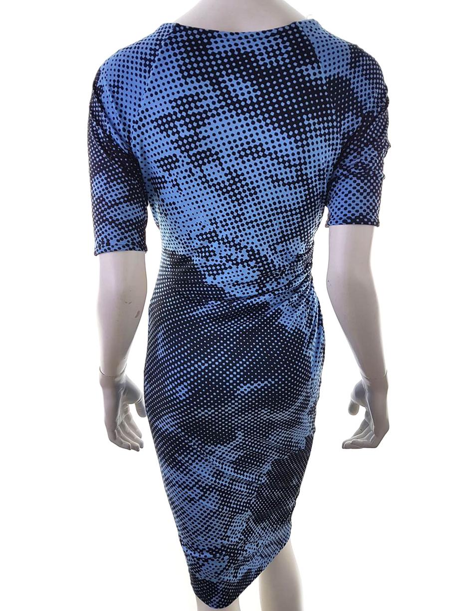 Size 8 (36) Color Niebieski W serek Sukienka Bodycon Krótki rękaw Midi Fabric Modal