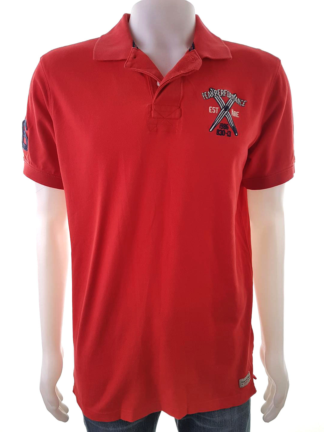 Peak performance Size L Color Czerwony Kołnierz Męska Koszula Polo Krótki rękaw Fabric Bawełna 100%