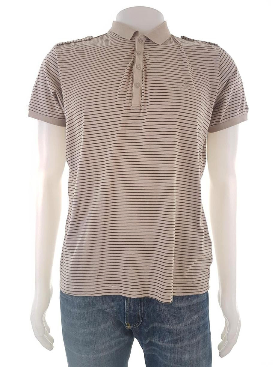 BEN SHERMAN Size L Color Beżowy Kołnierz Męska Koszula Polo Krótki rękaw Fabric Bawełna 100%