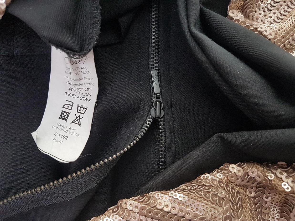 Closet Size 10 (38) Color Czarny Okrągły dekolt Sukienka Ołówkowa Bezrękawnik Midi