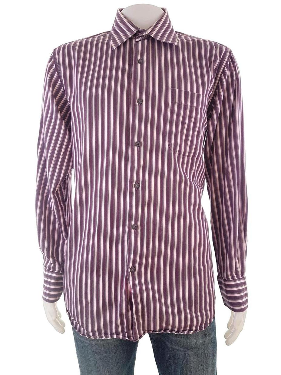 Remus Uomo Size L Color Purpurowy Kołnierz Męska Koszula Casual Długi rękaw Fabric Bawełna 100%