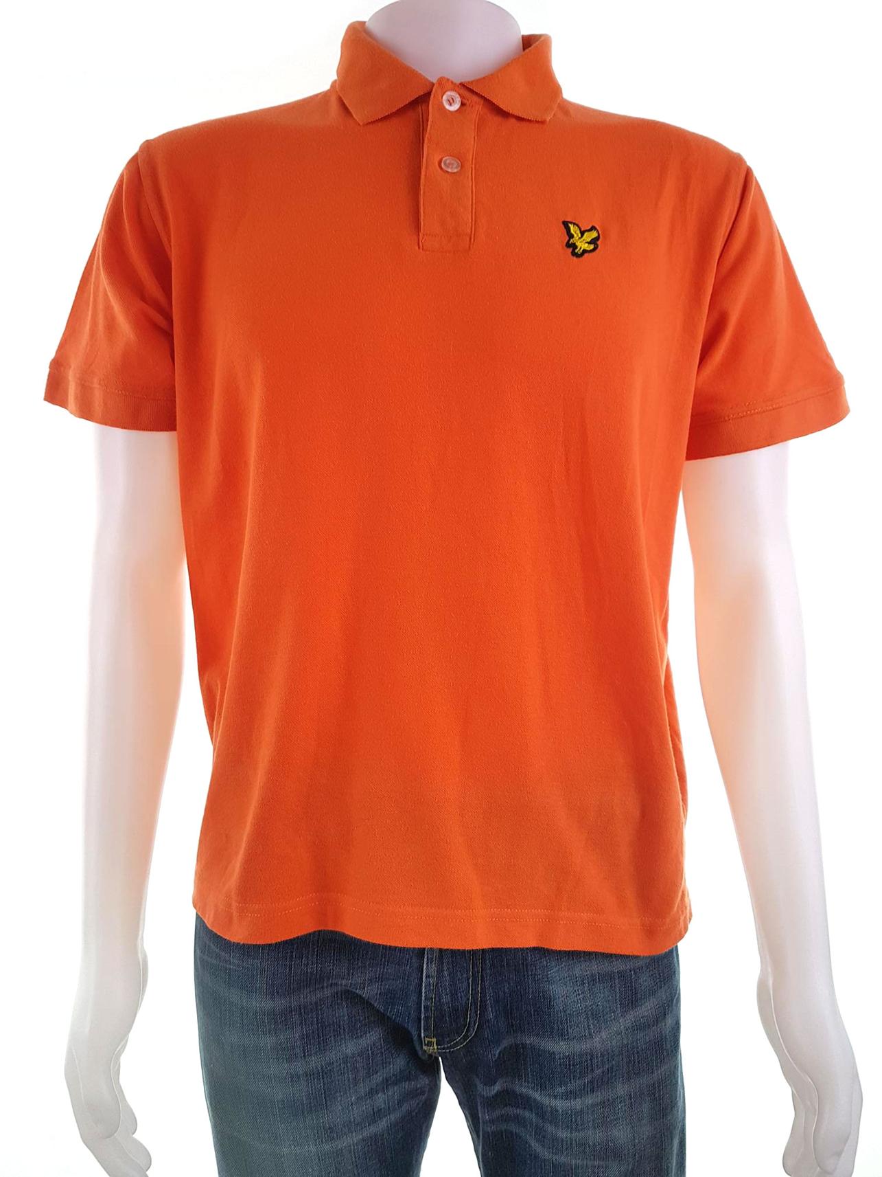 Lyle & Scott Size M Color Pomarańczowy Kołnierz Męska Koszula Polo Krótki rękaw