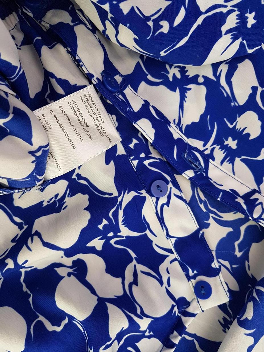 Kimchi Blue Size S Color Niebieski W serek Sukienka Mini Krótki rękaw Krótka