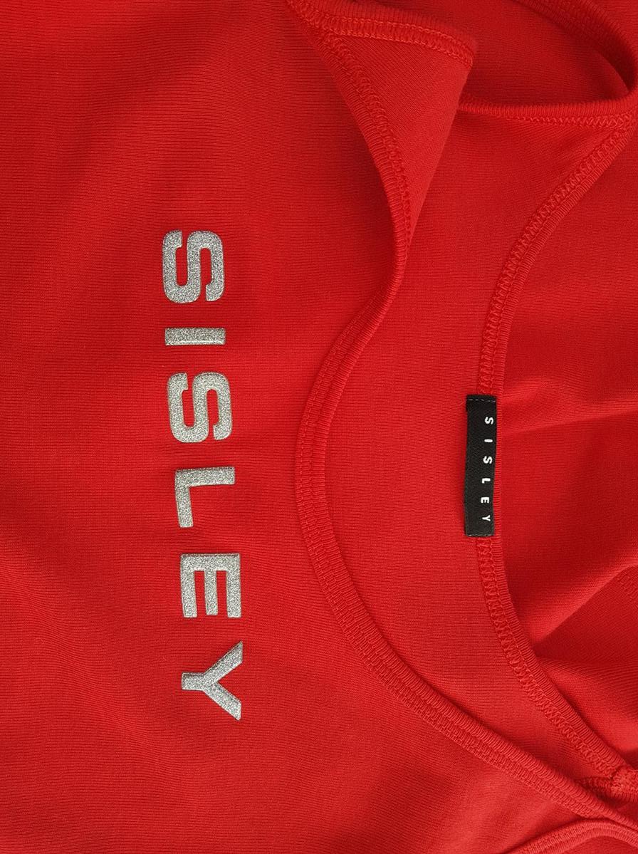 Sisley Size S Color Czerwony Dekolt U Bluzka Bezrękawnik