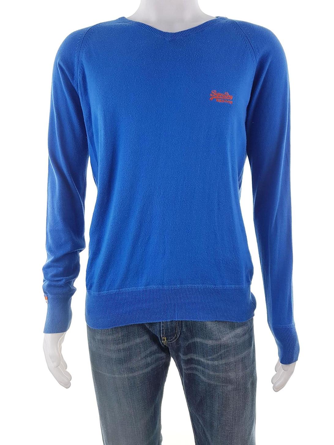 Superdry Size L Color Niebieski Męski Sweter Długi rękaw Fabric Bawełna 100%