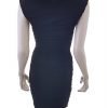 Size 36 Color Czarny Drapowany dekolt Sukienka Bodycon Bezrękawnik Do Kolan