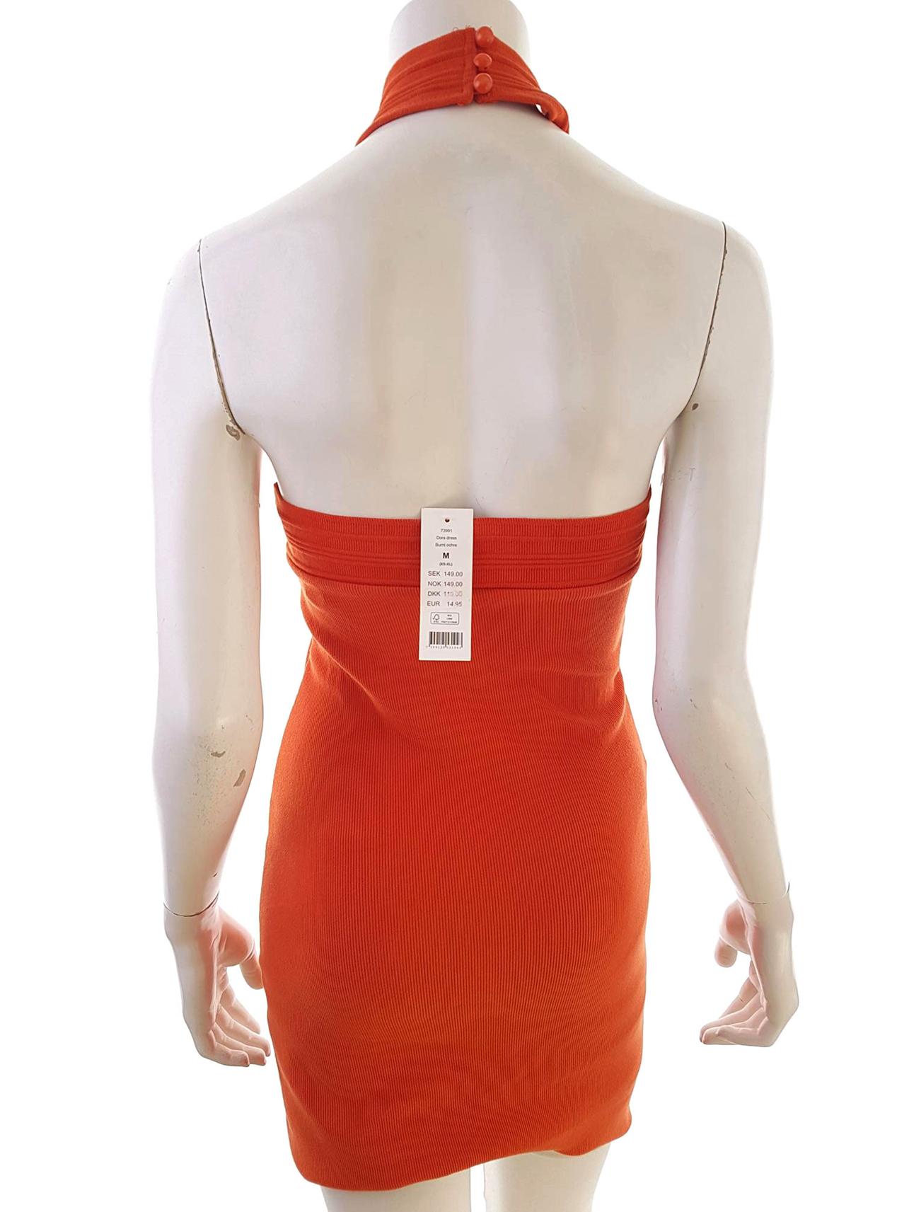 Gina Tricot Size M Color Pomarańczowy Halter Sukienka Bodycon Bezrękawnik Do Kolan Fabric Bawełna