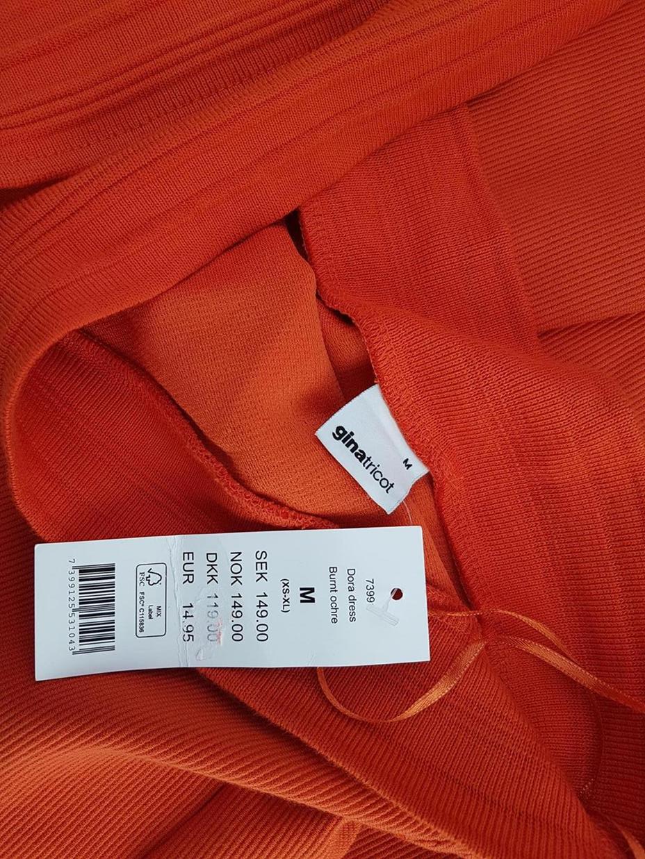 Gina Tricot Size M Color Pomarańczowy Halter Sukienka Bodycon Bezrękawnik Do Kolan Fabric Bawełna