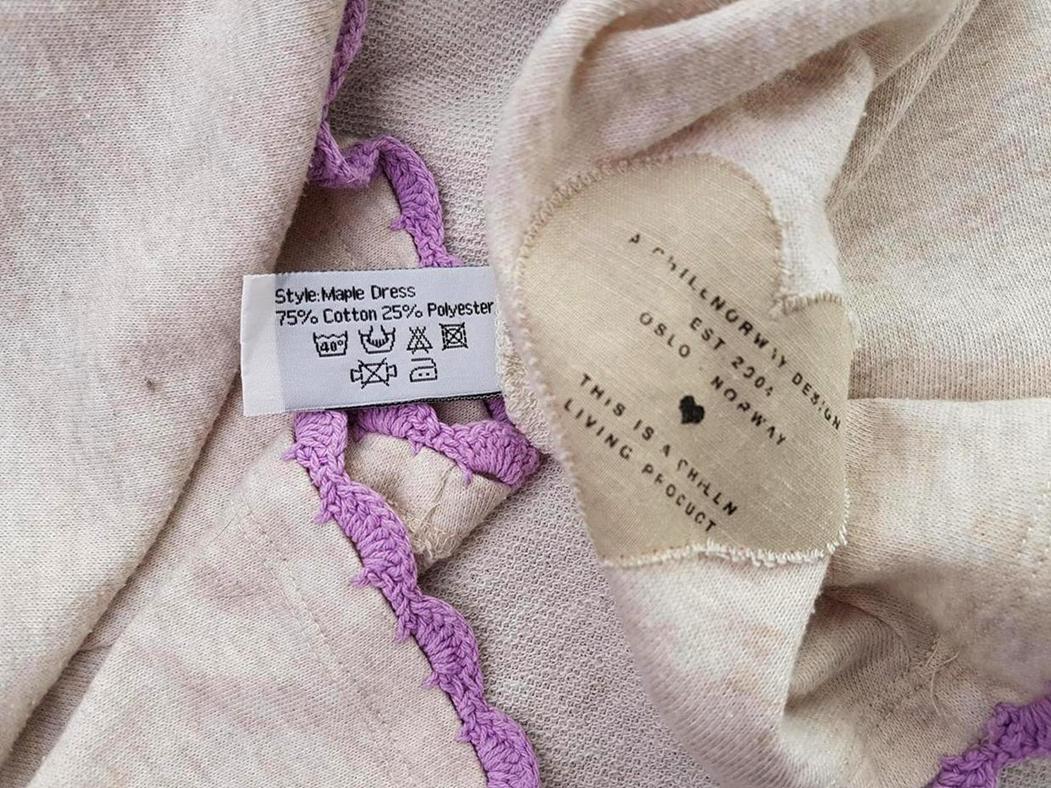 CHILLNORWAY Size L Color Beżowy Okrągły dekolt Sukienka Sweterkowa Długi rękaw Do Kolan Fabric Bawełna