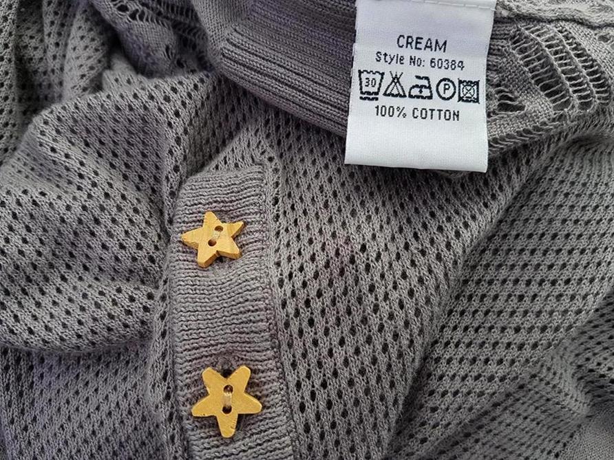 Cream Size M Color Brązowy Okrągły dekolt Sukienka Sweterkowa Rękaw 3/4 Krótka Fabric Bawełna 100%