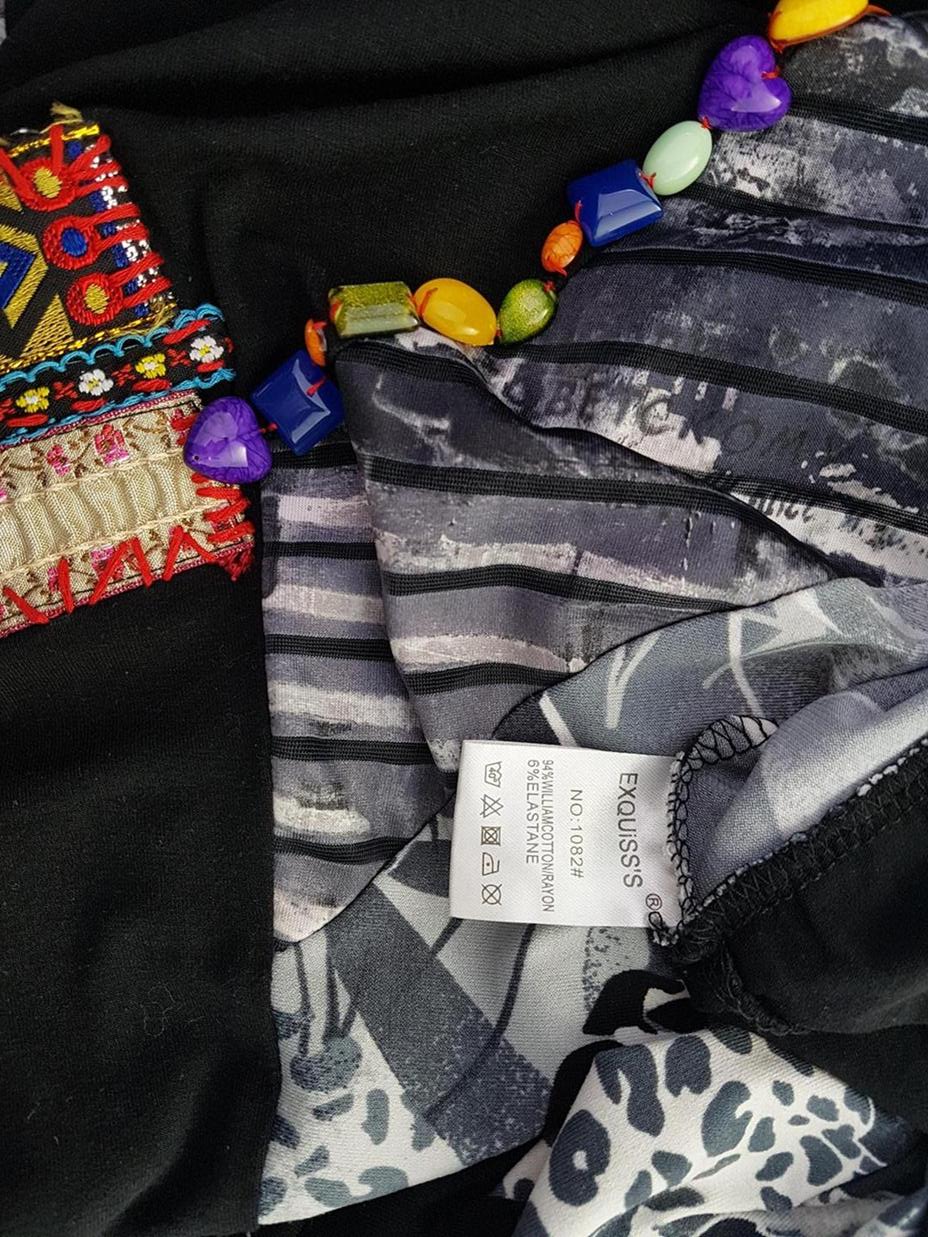 Size M/L Color Czarny Okrągły dekolt Sukienka Sweterkowa Długi rękaw Do Kolan Fabric Bawełna