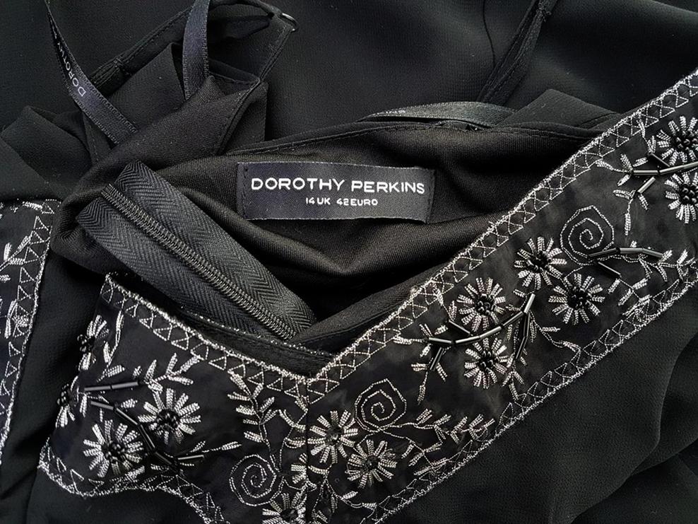 Dorothy perkins Size 42 Color Czarny Dekolt Serce Suknia Balowa Sukienka Wieczorowa Bezrękawnik Midi