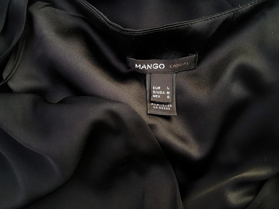 Mango Size L Color Czarny W serek Sukienka Ołówkowa Bezrękawnik Do Kolan