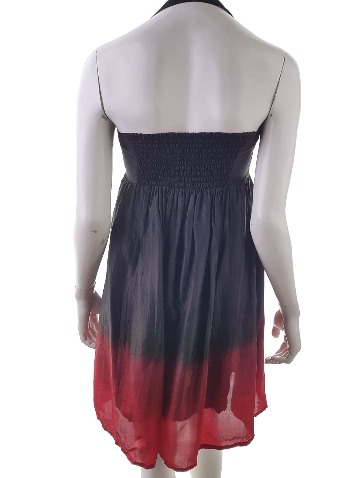 Indiska Size XS Color Czarny Halter Sukienka Letnia Bezrękawnik Do Kolan Fabric Jedwab 100%