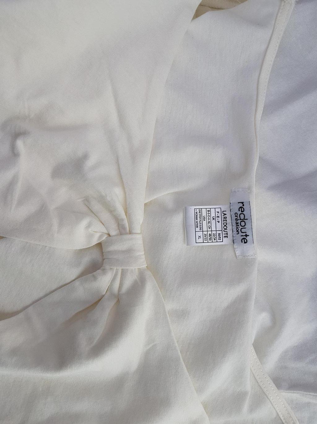 La Redoute Size 48/50 Color Kremowy Dekolt U Bluzka Rękaw 3/4 Fabric Bawełna 100%