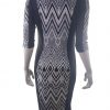 Mile Gabrielle Size S Color Czarny Okrągły dekolt Sukienka Bodycon Rękaw 3/4 Midi