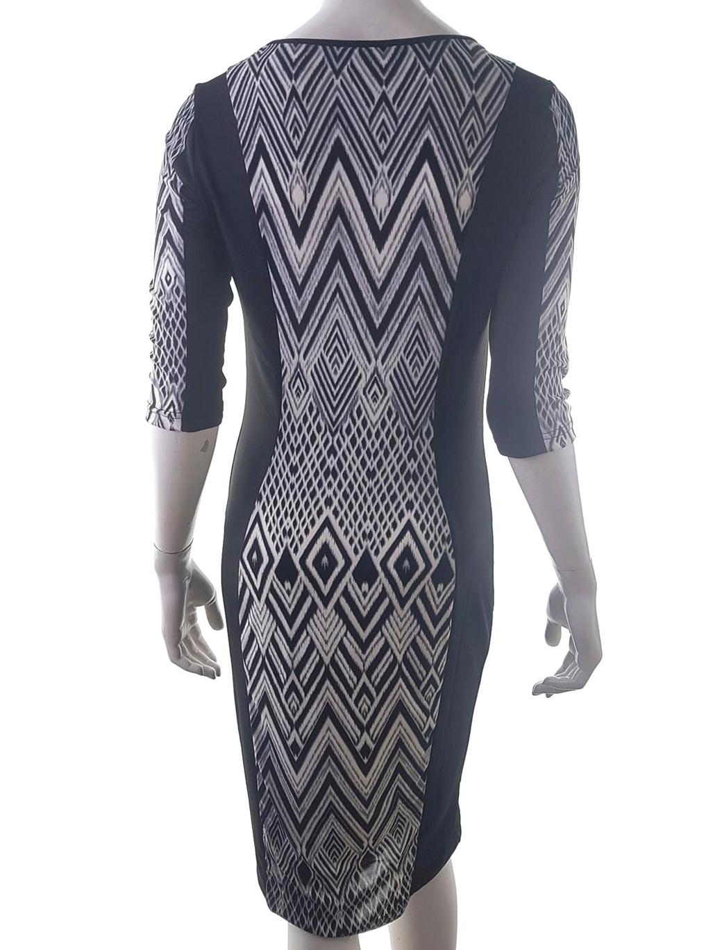 Mile Gabrielle Size S Color Czarny Okrągły dekolt Sukienka Bodycon Rękaw 3/4 Midi