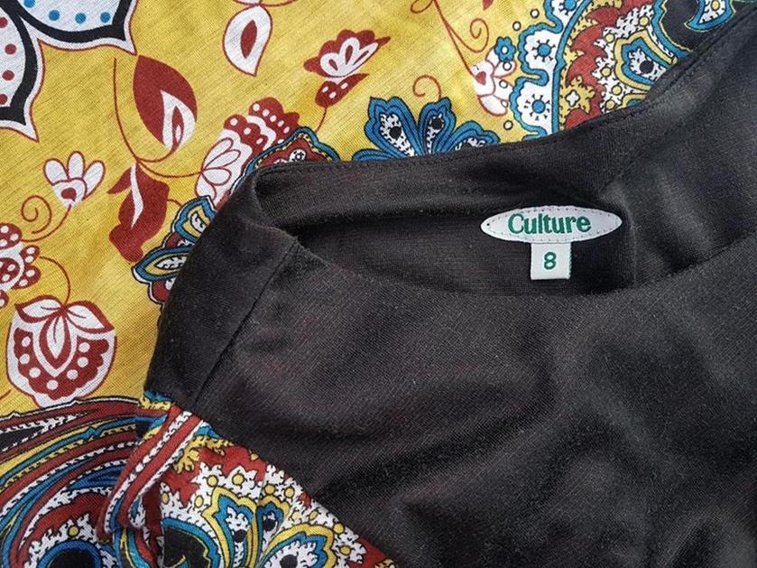 Culture Size 8 (36) Color Czarny Okrągły dekolt Sukienka Mini Krótki rękaw Krótka Fabric Akryl