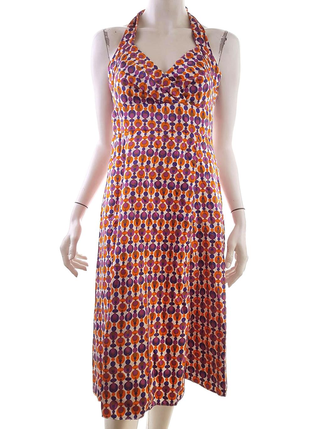 Size S Grochy Halter Sukienka Letnia Bezrękawnik Midi